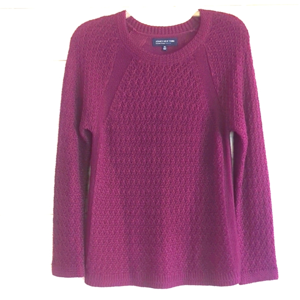 Jones New York Barbie Core Classic VTG Knit Sweater Plum Pink Textured EUC